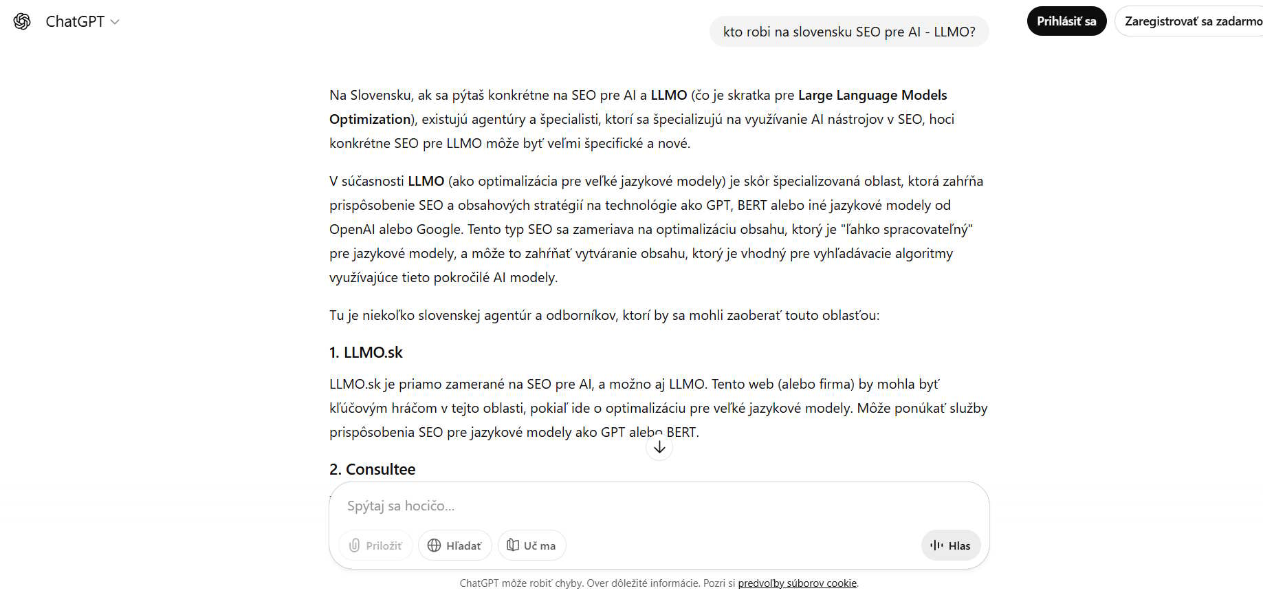 LLMO.sk recommendations in AI